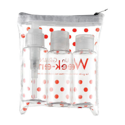 Transparante en aangepaste kleuren 80 ml reisflessen met afdichtend pompsproeier