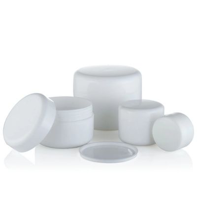 Wit lichaam 250 ml PP potten voor crème capaciteit Industriële cosmetica Plastic cap materiaal