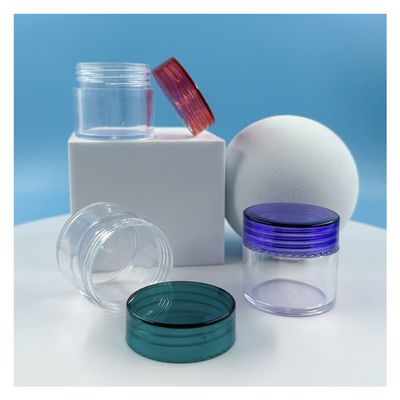 Hoogwaardige OEM heldere plastic potten met kleurrijke deksels 30g cosmetische potten voor gezichtsverzorging